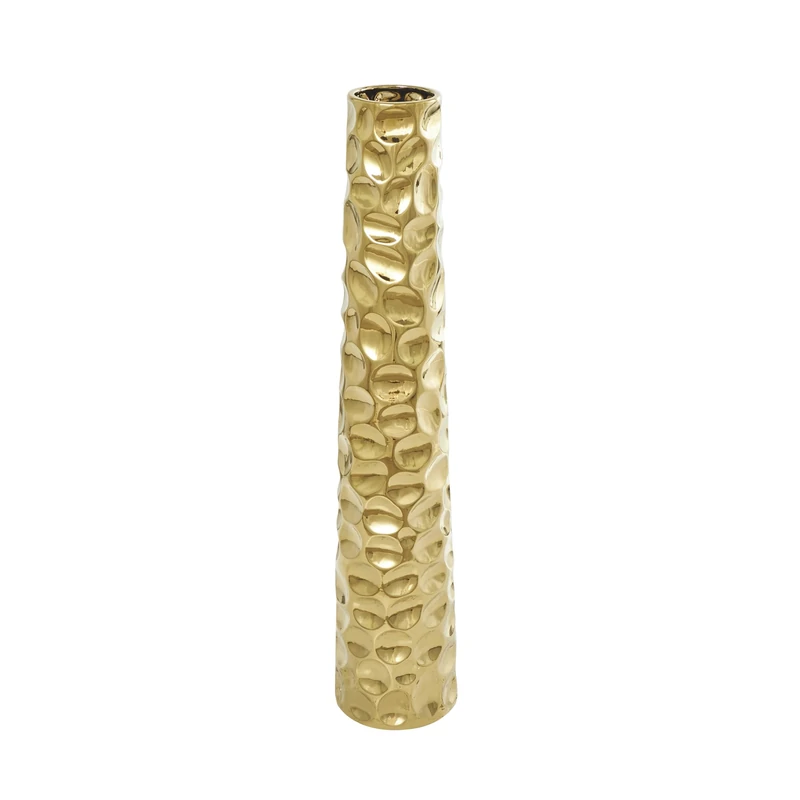 Deco 79 Ceramic Geometric Bubble Vase with Concaved Circles, 8" x 8" x 39", Gold
