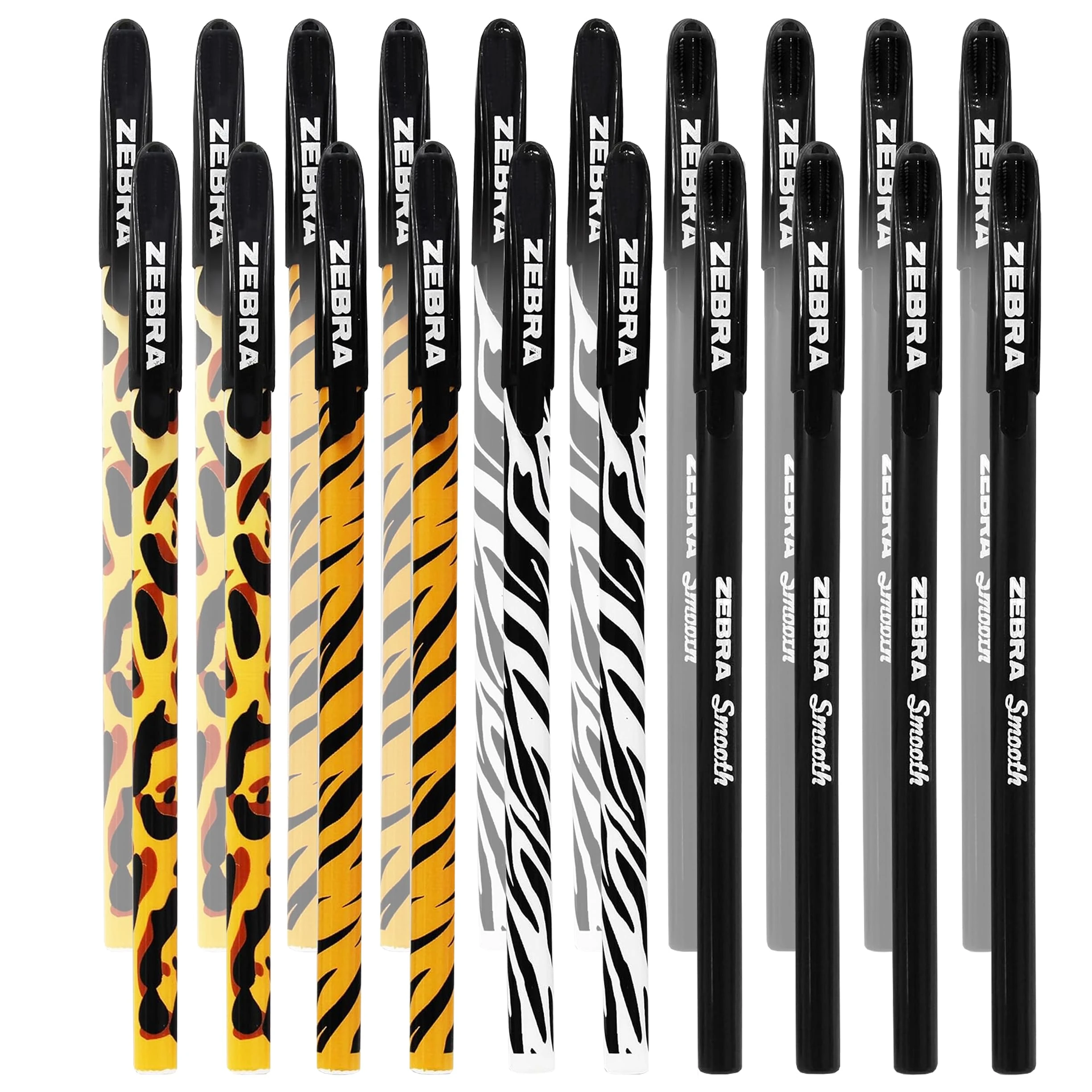 Zebra Doodler'z Stick Ballpoint Pen - 1.0mm - Novelty Animal Print & Black Barrels (20)
