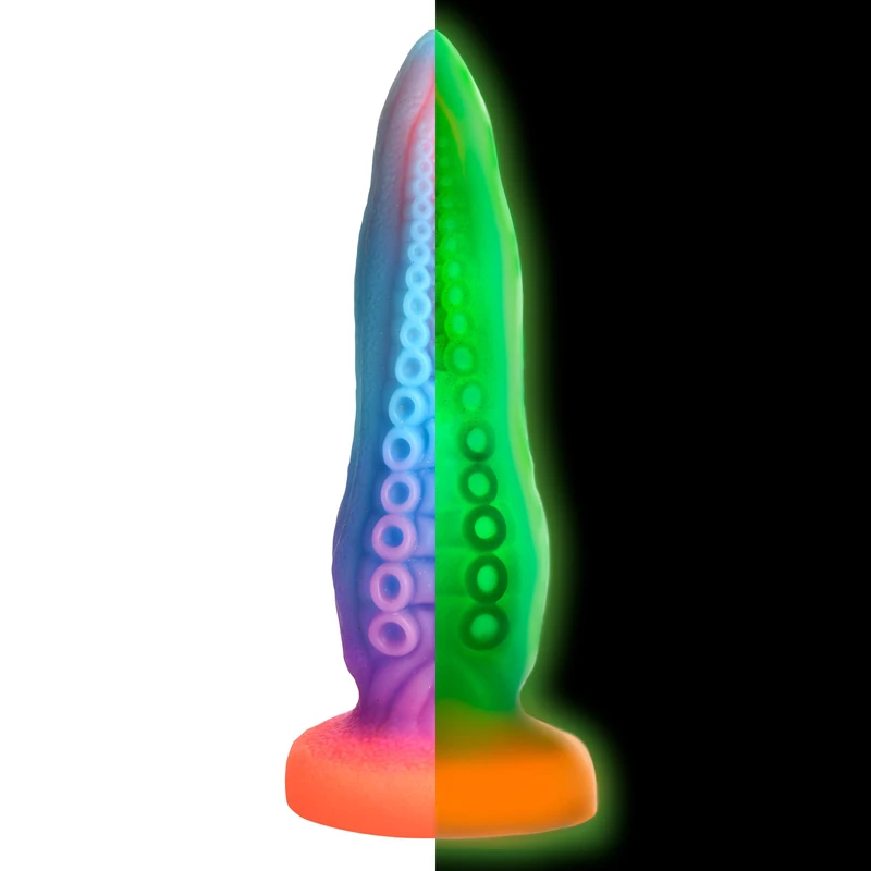 CREATURE COCKS Tenta-Cock Glow-in-The-Dark Dildo for Men, Women & Couples. Firm and Flexible, Strong Suction Base, Fantasy Dildo, Unique Texture. Phthalate-Free & Body-Safe Silicone. 1 Piece, Blue
