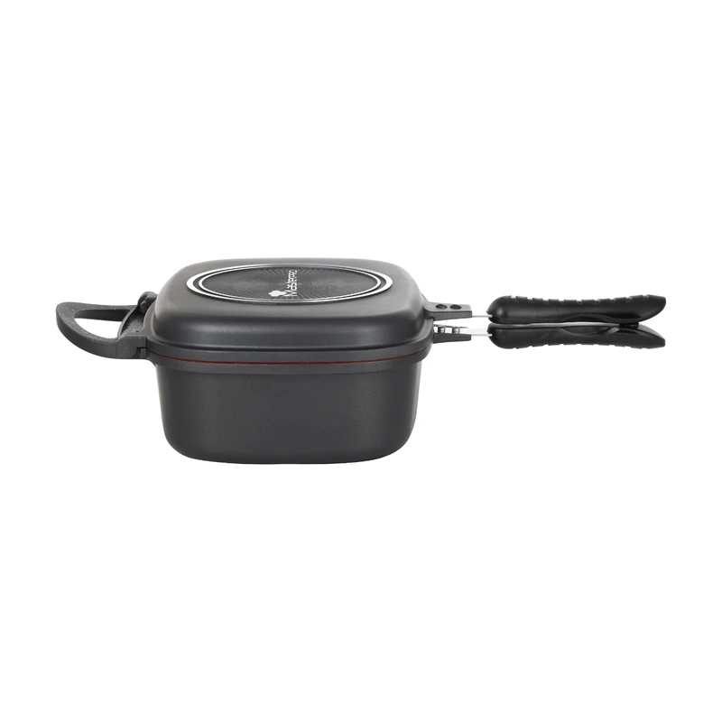 MasterPRO Foodies Collection - Double pan 30 x 24 x 12 cm in die-cast Aluminium - Pfluon Non-Stick Coating - Silicone Handle - Minimal Design
