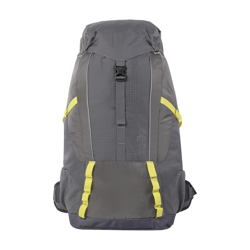 TOTTO - Hiking Backpack, Summit 45 Model, Capacity 49 L, Padded Back with Airflow, Chest Strap, Bottle Pocket, Waterproof Bag, Top Opening, Durable, Grey