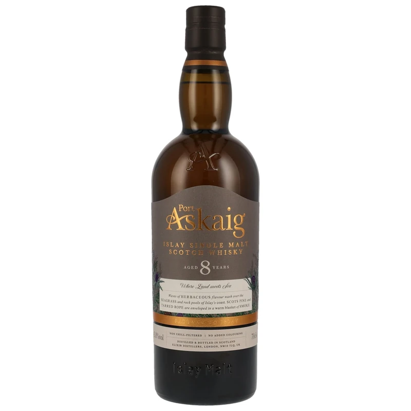 Port Askaig 8 Year Old Single Malt Whisky | 45.8 percent | 70 cl | Islay Single Malt Scotch Whisky | Citrus, Smoke, and Herbaceous Depth | Perfect for gifting