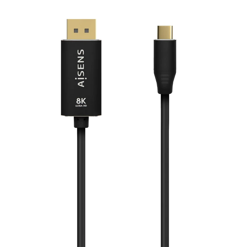 AISENS - A109-0687 - Aluminum Converter Cable USB-C to Displayport 8K@60Hz, USB-C/M-DP/M, Black, 1.8M