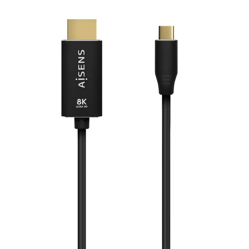 AISENS - A109-0712 - Aluminum USB-C to HDMI 2.1 Converter Cable 8K@60Hz, USB-C/M-HDMI/M, Black, 2.0M