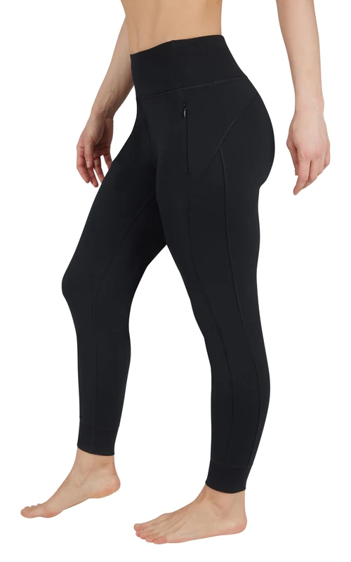 90 Degree By Reflex Womens Interlock Greenwich Jogger with Zipper Pockets and Back Yoke, Black, M