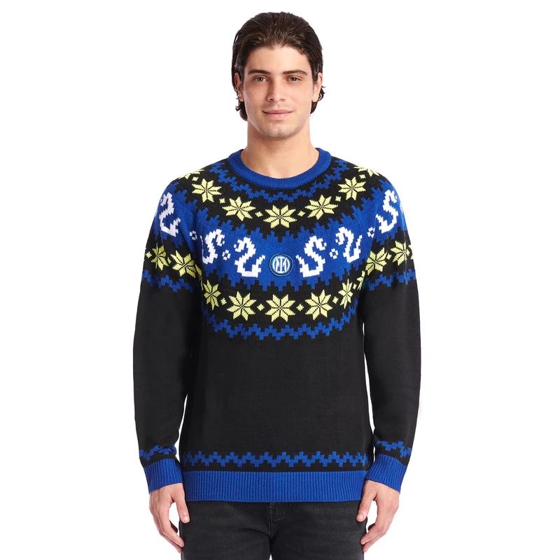 Inter - Christmas Jumper 2023 Edition Official Unisex – Adult, Celebrate Winter with Blackish Style! Great Gift Idea for True Nerazzurri Fans