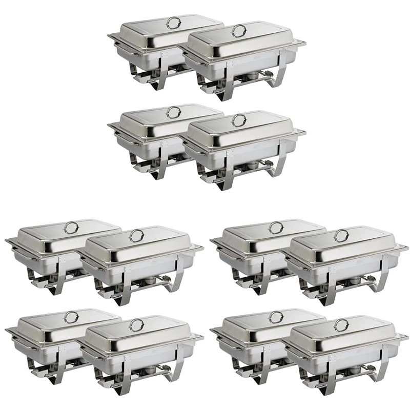Olympia Milan 9 Litres Chafing Stainless Steel Set with Heat Insulating Lid - Twin Burners, Carry Handles - 4pc (635 x 317.5 x 102 mm) (Pack of 3) - Image 1