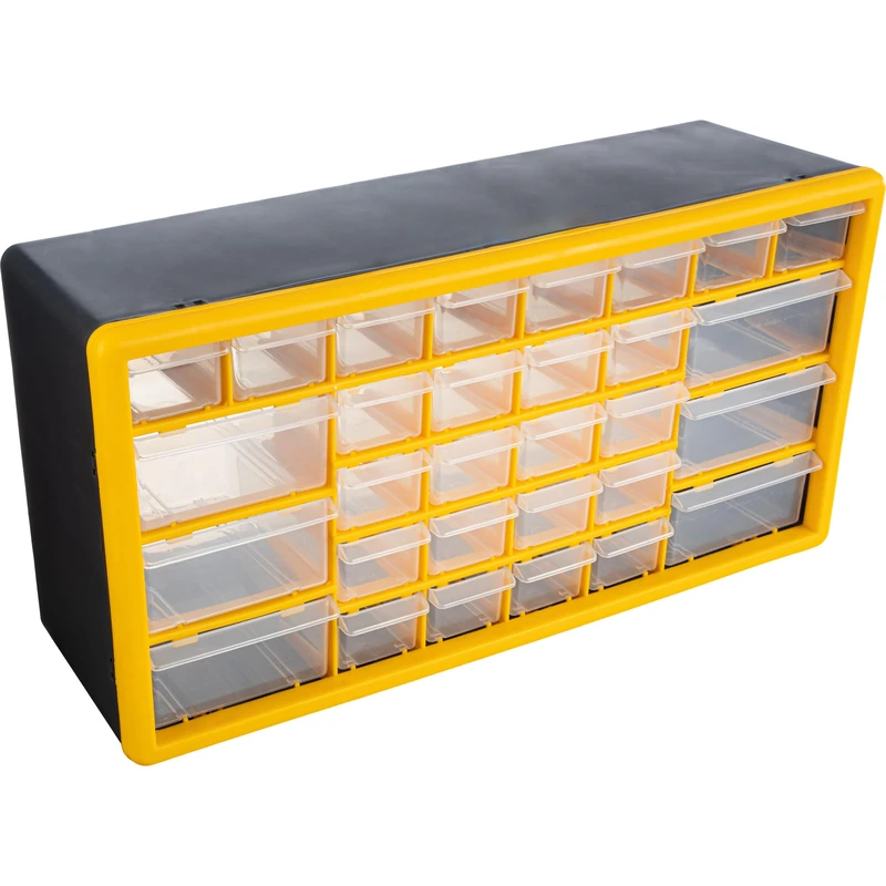 Stalwart 30-Drawer Plastic Small Parts Organizer - Desktop or Wall Storage Drawers for Organizing Hardware, Crafts, Garage, or Classroom (Yellow)