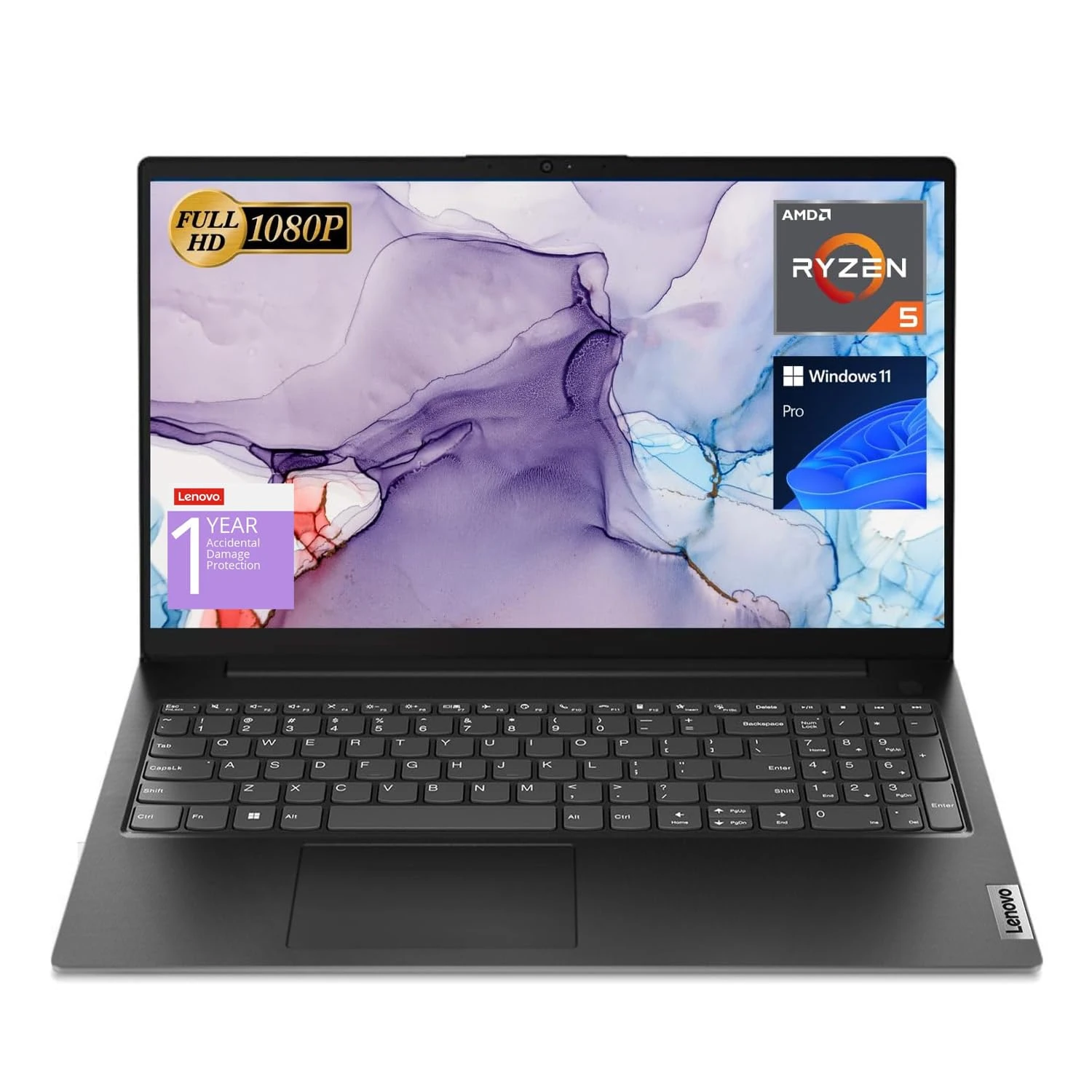 Lenovo V15 Laptop, 15.6" FHD Display, AMD Ryzen 5 5500U Hexa-core Processor (Beat Intel i7-1065G7), 16GB RAM, 512GB SSD, HDMI, RJ45, Numeric Keypad, Wi-Fi, Windows 11 Pro, Black