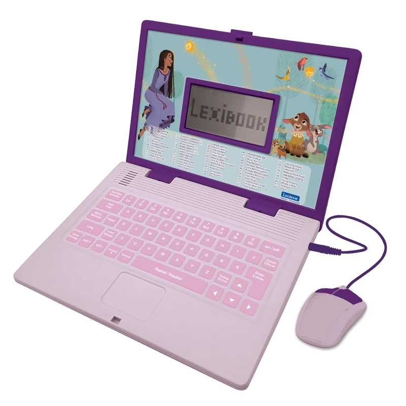LEXIBOOK, Disney Wish, Educational and Bilingual Laptop in English/French, Toy for children with 124 activities to learn, play games and music, Purple, JC598WIi1