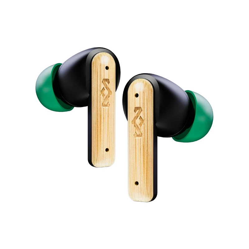 House of Marley Little Bird True Wireless Bluetooth Earbuds - IPX4 Ear Buds with Built-in Microphone, 24 Hr Playtime In Ear Headphones, USB-C Quick Charge Earphones Case, Sustainable Materials, Black