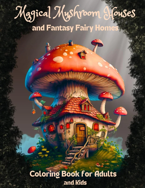 Magical Mushroom Houses and Fantasy Fairy Homes Coloring Book for Adults and Kids: 2nd Addition, 8.5 x 11, Grayscale Coloring for Relaxation and Stress Relieving
