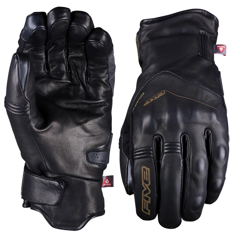 Five WFX Metro WP Leather Winter Motorcycle Gloves, Waterproof, Full Thermal Insulation Primaloft® and Thermo+™, CE 1KP Approved, Black, L