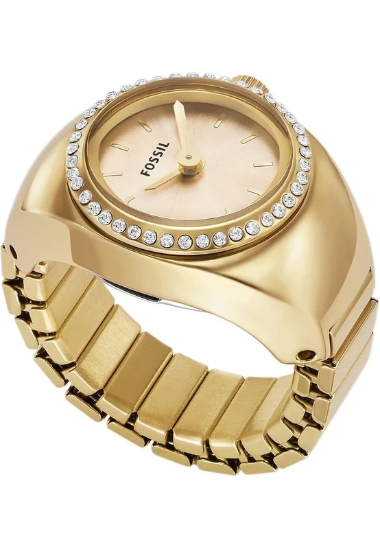 Fossil Watch Ring Women's 15 MM Gold-Tone Stainless Steel Watch, ES5319