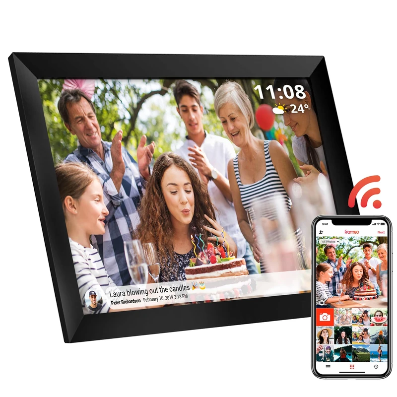 Atlantis 10 Inch WiFi Digital Photo Frame, Touch Screen, Share Photos and Videos via APP, Digital Photo Frame, Automatic Rotation, Clock and Weather, 1GB RAM + 16GB Memory for Photos - Image 1