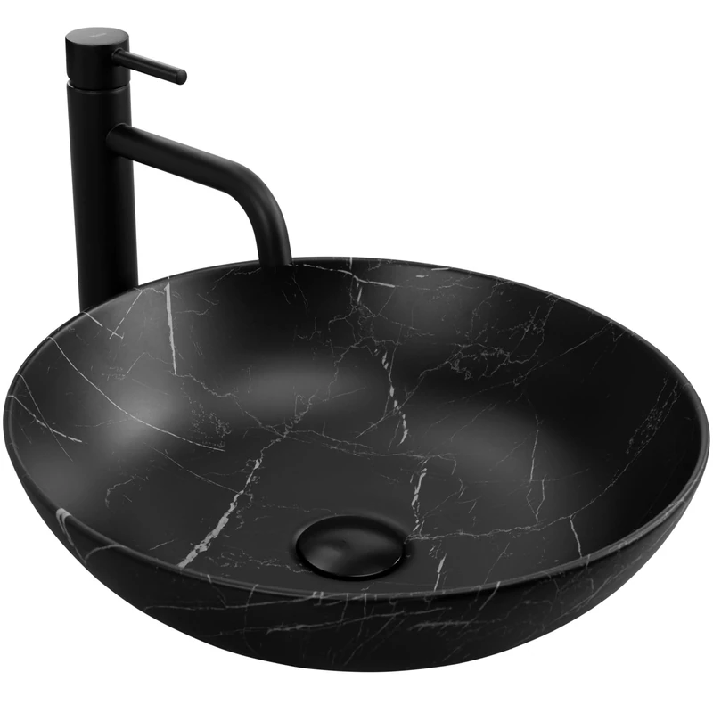 Rea Bathroom Sink Made of Ceramic Fibo Black Matt - Black matt - REA-U3301