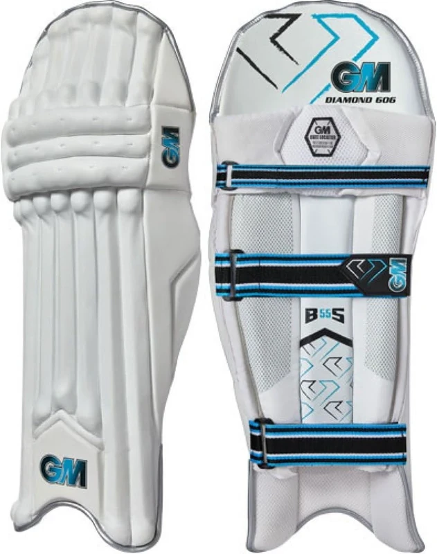 Gunn & Moore GM Cricket Batting Pads | Diamond 606 | Traditional Cotton & Cane | Large Adult Left Handed - 19" | Approx Weight 2.32 kg | 1 Pair | White