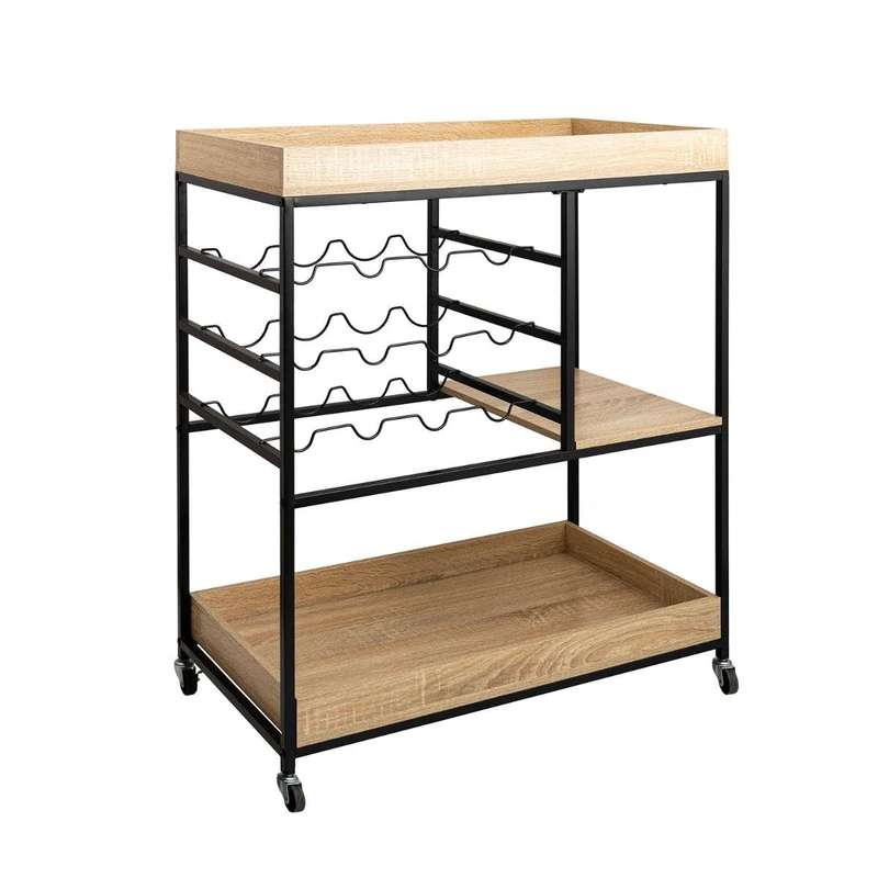 VINTHERA Moa Multi-Room Trolley with Trays and Bottle Rack - 75x40x92 cm