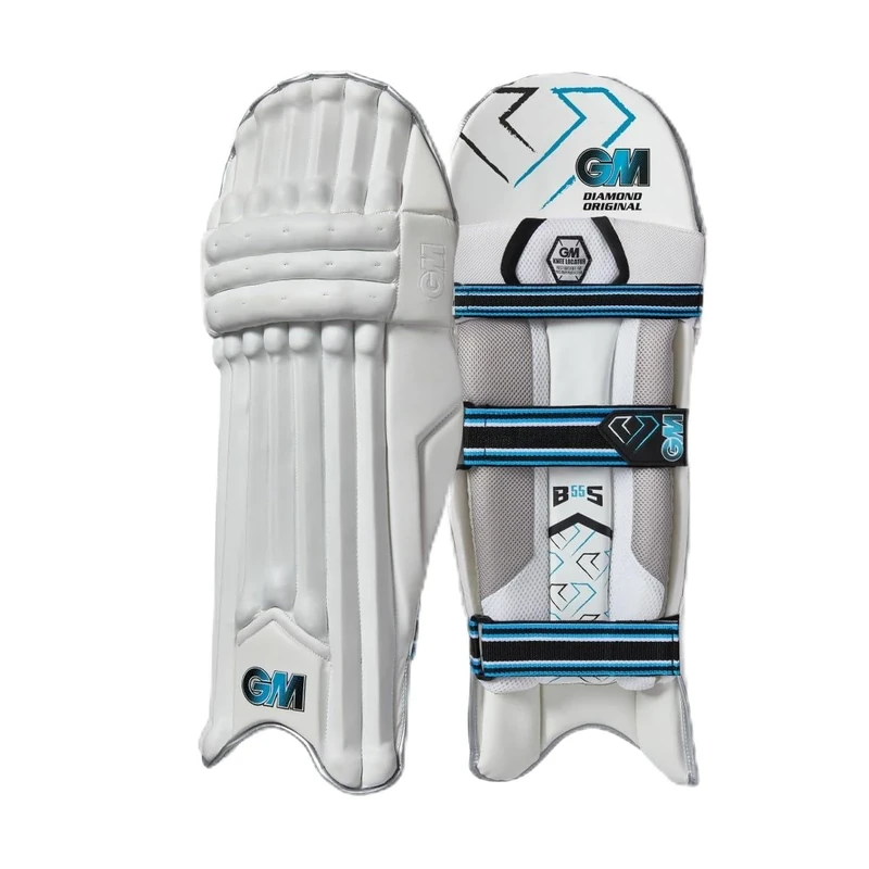 GM | Cricket Batting Pads, Ben Stokes Diamond Original, Traditional Cotton & Cane, Adult Left Handed - 18", Approx Weight 2.24 kg, 1 Pair, White | Gunn & Moore