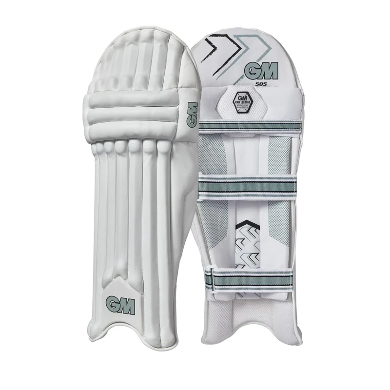 GM | Cricket Batting Pads - 505 - Traditional Cotton & Cane - Junior Right Handed - 13.75" - Approx Weight 1.39 kg - 1 Pair - White | Gunn & Moore