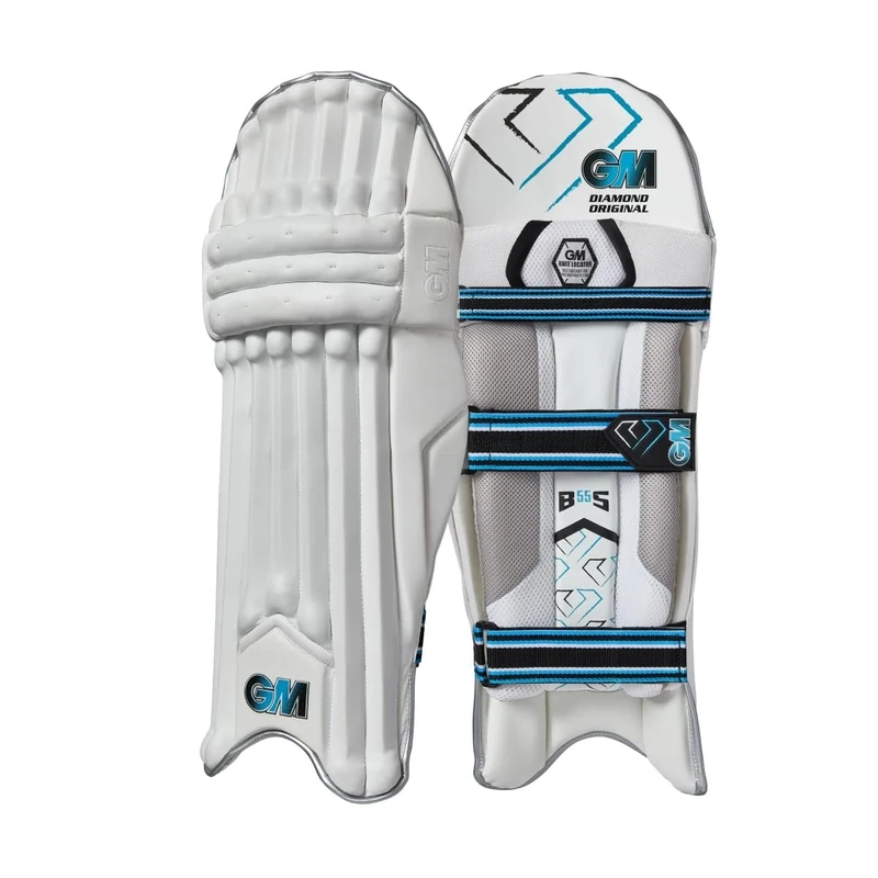 GM | Cricket Batting Pads, Ben Stokes Diamond Original, Traditional Cotton & Cane, Large Adult Right Handed - 19", Approx Weight 2.32 kg, 1 Pair, White | Gunn & Moore
