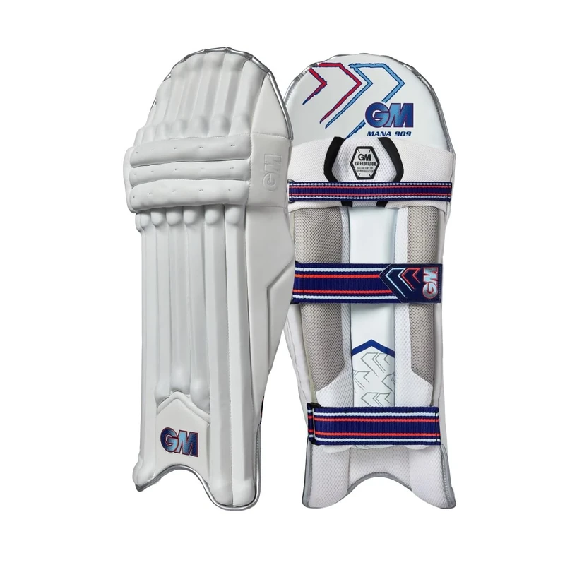 GM | Cricket Batting Pads | Mana 909 | Traditional Cotton & Cane | Large Adult Left Handed - 19" | Approx Weight 2.32 kg | 1 Pair | White | Gunn & Moore