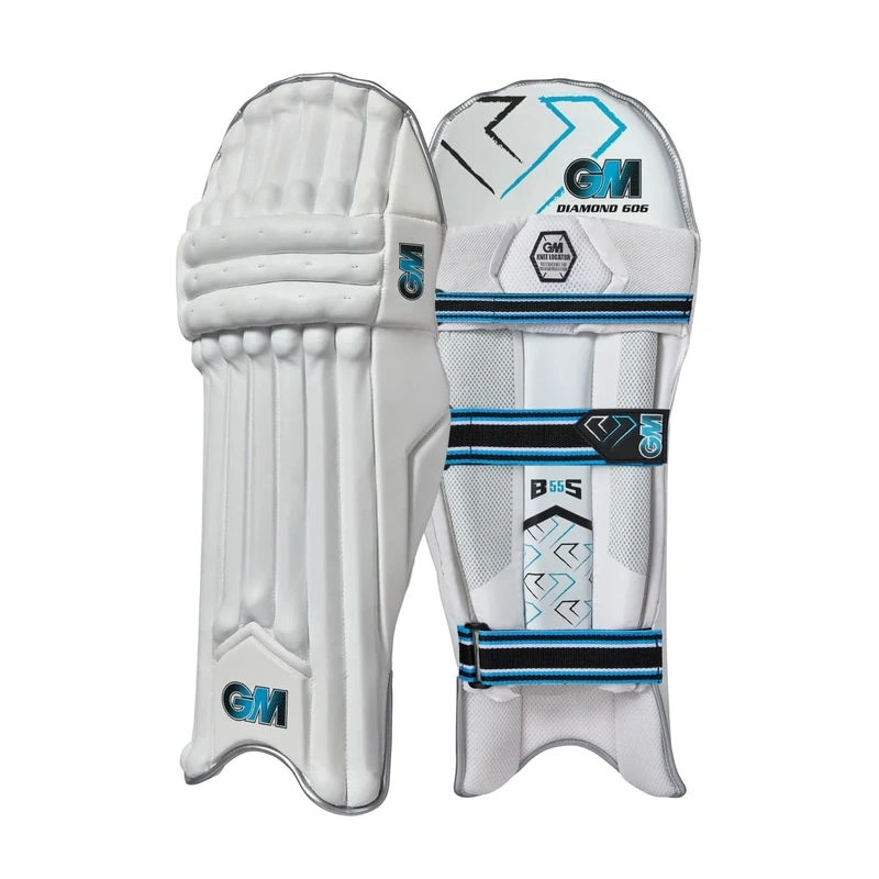 Gunn & Moore GM Cricket Batting Pads | Diamond 606 | Traditional Cotton & Cane | Youths Left Handed - 14.75" | Approx Weight 1.58 kg | 1 Pair | White