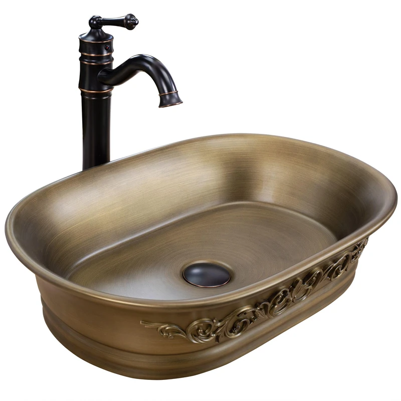Rea Bathroom Sink Made of Ceramic Wilma Rustic - Brushed Copper - REA-U3305