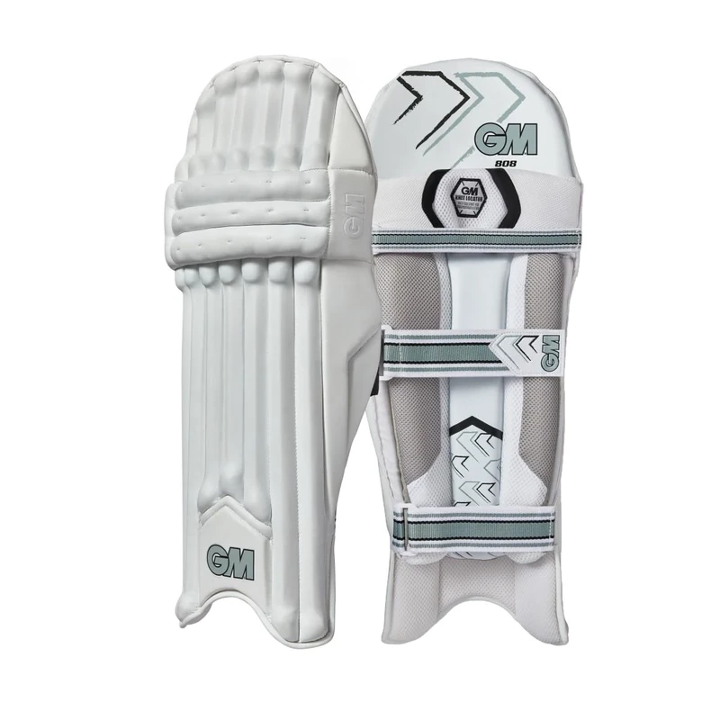 GM | Cricket Batting Pads | 808 | Traditional Cotton & Cane | Youths Right Handed - 14.75" | Approx Weight 1.58 kg | 1 Pair | White | Gunn & Moore
