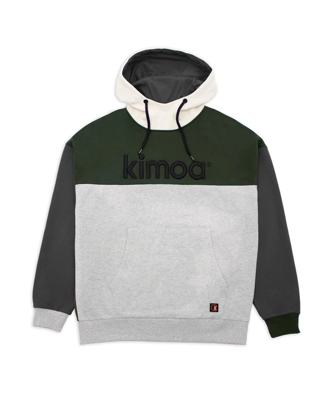 KIMOA 3D Embro Hoody Hooded Sweatshirt, Green, Grey Melange, XS/S
