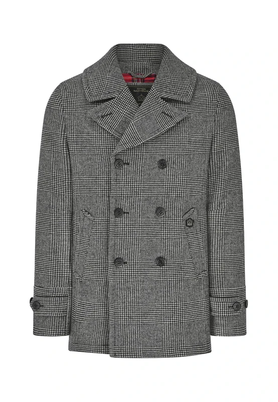 Merc of London Men's FAIRFORD Pea Coat, Check, - Image 1