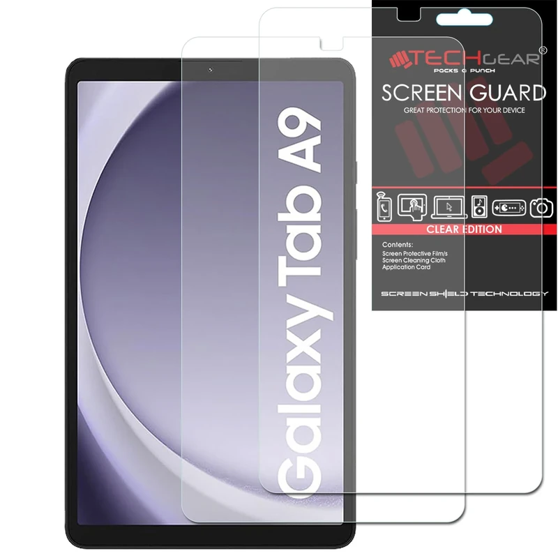 TECHGEAR Screen Protector for Galaxy Tab A11 & Tab A9 8.7" 2 Pack Ultra Clear Film Guard Covers [Scratch-Resistant] [HD Clear] [Stylus Compatible] for Samsung Tab A11 / A9 SM-X130/X133/X135/X110/X115