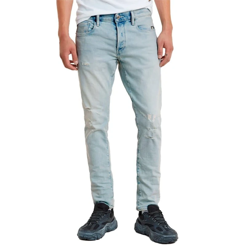 G-Star Men's 3301 Slim Jeans, Blue (sun faded ripped isar blue 51001-D503-G360), 38W / 34L