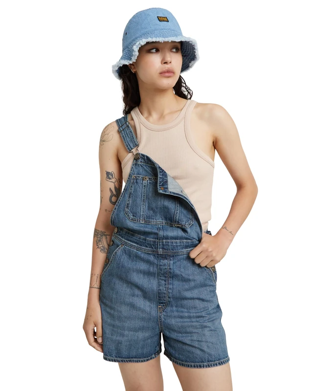G-Star Women's Short Dungaree , Blue (faded cliffside blue D24388-D536-G326), L