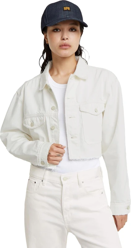 G-Star Women's Cropped Wander Jacket Destroyed , Beige/khaki (lt chalk gd destroyed D24943-D300-G646), XXS