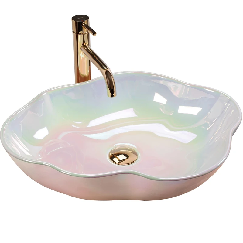 Rea Bathroom Sink Made of Ceramic Pearl Akoya - Pearl - REA-U3309