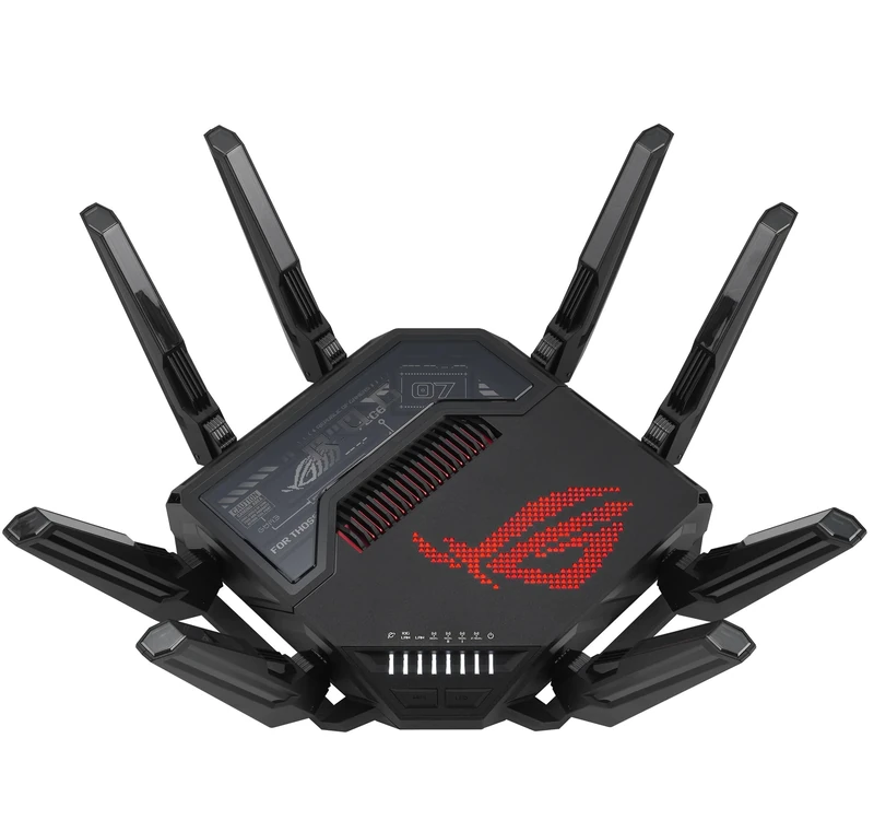ASUS ROG Rapture GT-BE98 Quad-band WiFi 7 AiMesh Extendable Gaming Router, 25Gbps, 320MHz, 4K-QAM, Dual 10G Ports, Quad 2.5G Ports, Subscription-free Network Security, VPNs, 4G LTE/5G Mobile Tethering