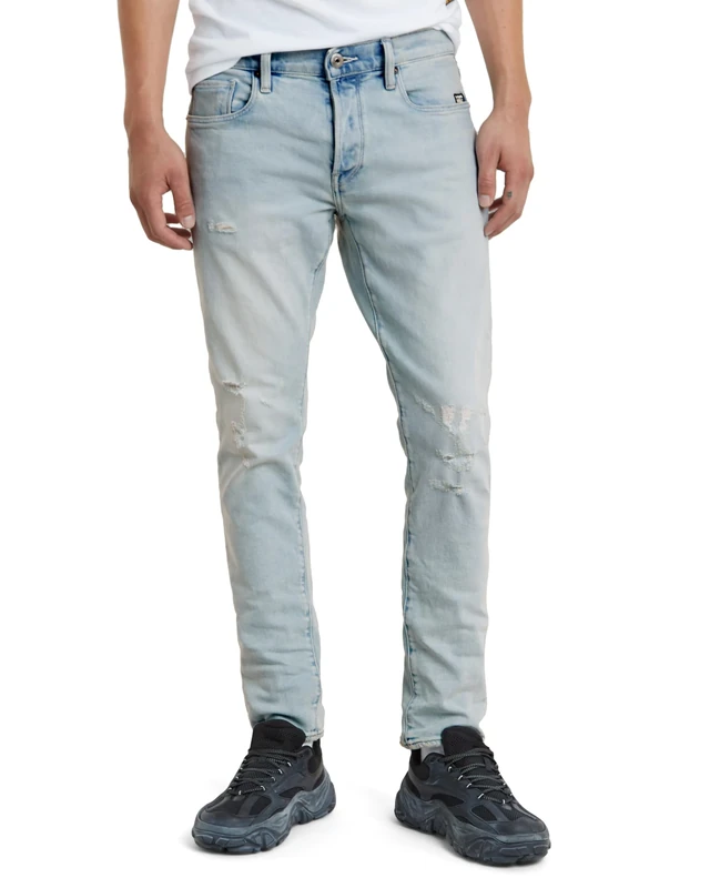 G-Star Men's 3301 Slim Jeans, Blue (sun faded ripped isar blue 51001-D503-G360), 38W / 36L