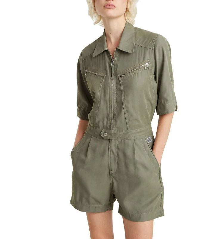 G-Star Women's Zip Playsuit, Green (shamrock D24585-D522-2199), XXS