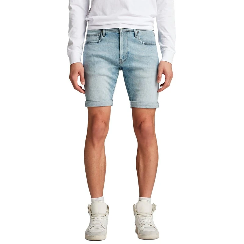G-STAR 3301 Slim Denim Shorts Shorts Men's , Blue (Sun Faded Saru Blue D10481-c051-g361) , 27W
