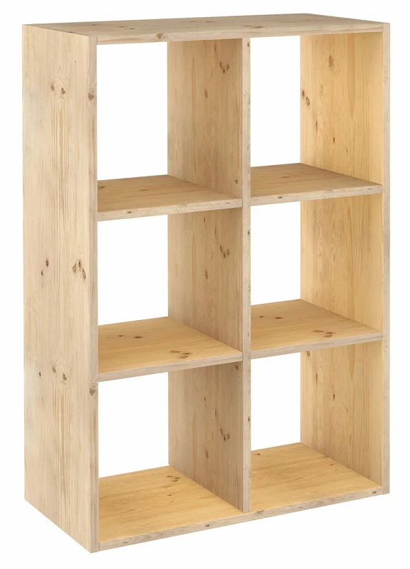 Astigarraga Kit Line Modular Shelving 6 Cubes Dinamic, Solid Pine Wood - 105.5x71x33cm