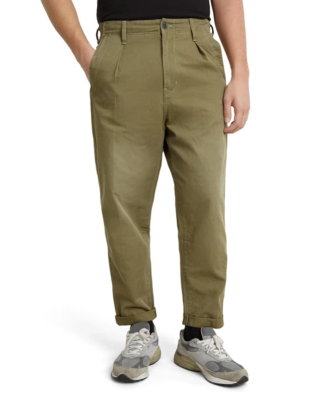 G-Star Men's Pleated Chino Relaxed Tapered, Green (smoke olive D24543-C962-B212), 33W / 32L