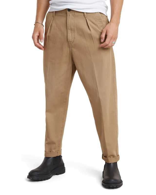 G-Star Men's Pleated Chino Relaxed Tapered, Beige/khaki (safari D24543-C962-B444), 32W / 32L