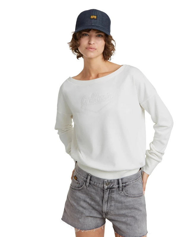 G-Star Women's Boat Neck Loose Sweater, Grey (lt chalk D24579-A970-1284), L