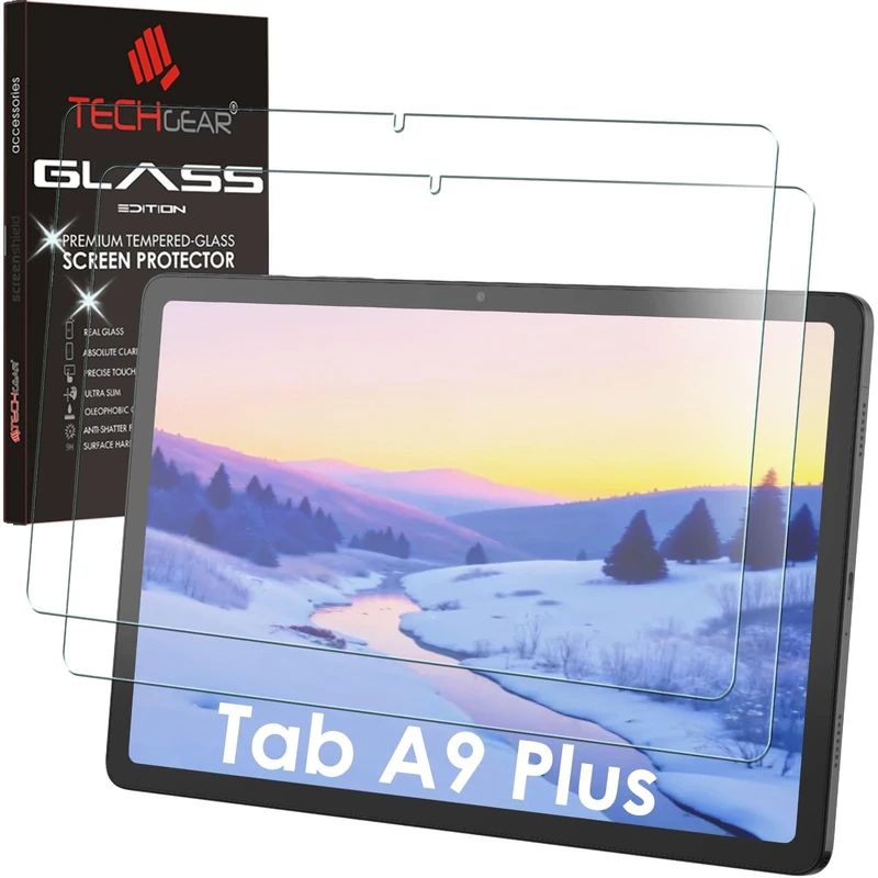 TECHGEAR 2 Pack Tempered Glass Screen Protector for Samsung Galaxy Tab A11 Plus / A11+ (2025) & Tab A9 Plus / A9+ (2023) 11" [HD Clarity] [9H Hardness] [Easy-Clean Surface] [Stylus & S Pen Compatible]