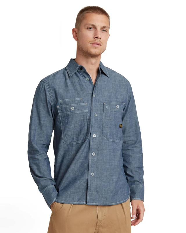 G-Star Men's Nimes Regular Shirt , Blue (rinsed D23009-D558-082), XL