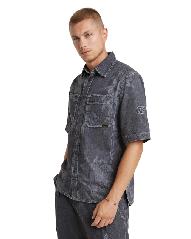 G-Star Men's Slanted Double Pocket Regular Shirt , Grey (faded acero grey D24602-D540-G311), S