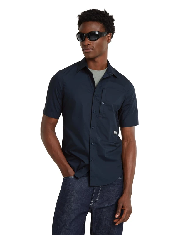 G-Star Men's G4A Slim Shirt , Blue (salute D24306-4481-C742), XS