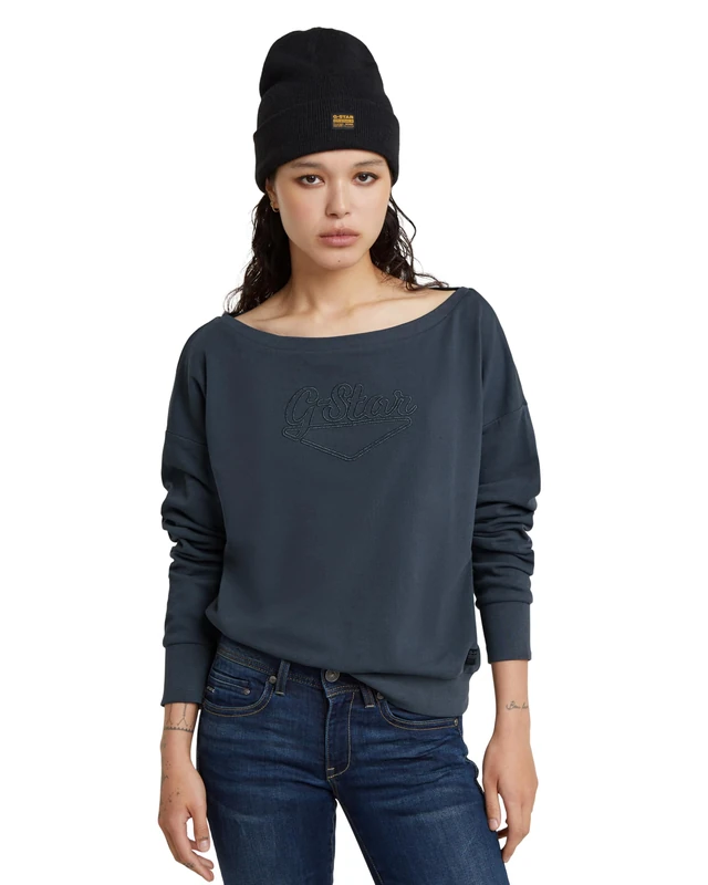 G-Star Women's Boat Neck Loose Sweater, Blue (petrol D24579-A970-860), XS