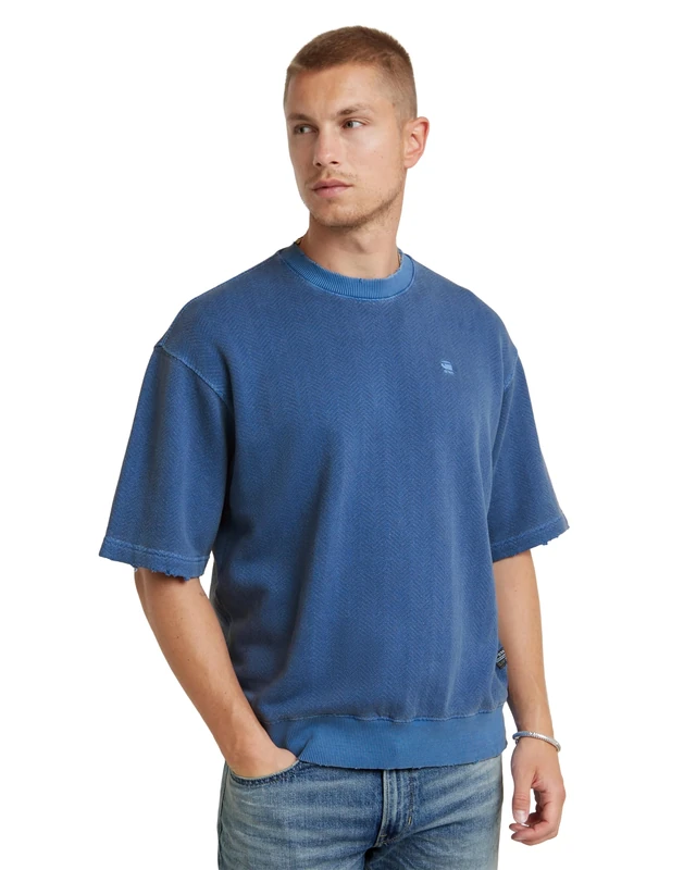 G-Star Men's Overdyed Loose Sweater, Blue (radar blue gd D24679-D688-G474), XL - Image 1
